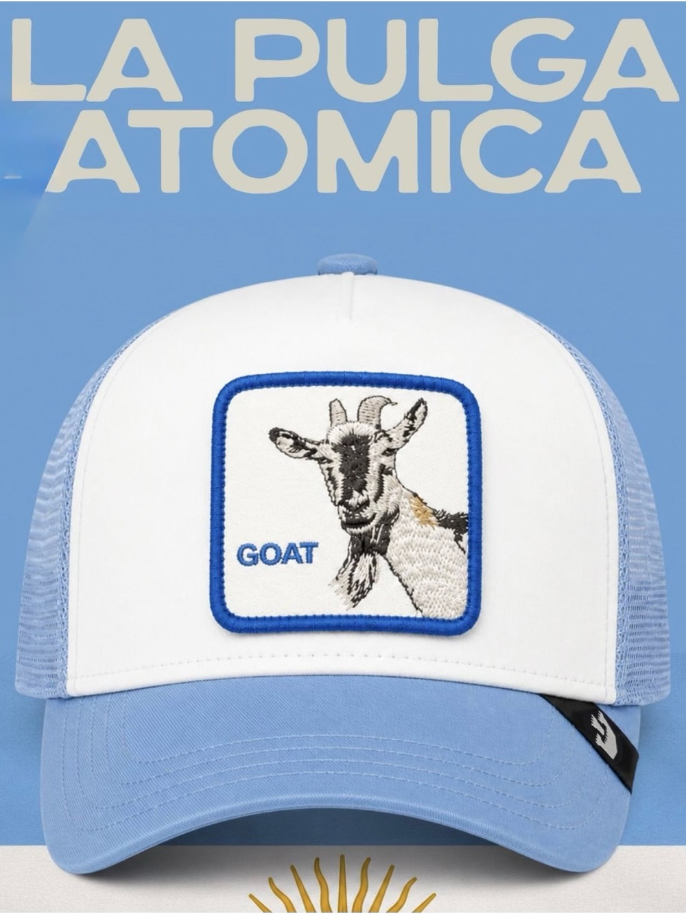 Goorin Bros. “LA PULGA ATOMICA” Goat.  White/Blue Mesh SnapBack NWT